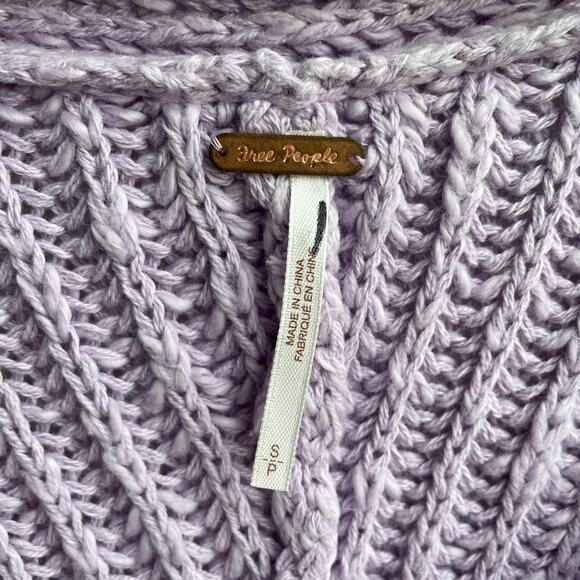 Free People Oversized Sweater Sunset V Neck Ribbed Pullover Lavender Purple Sz S - Picture 8 of 13